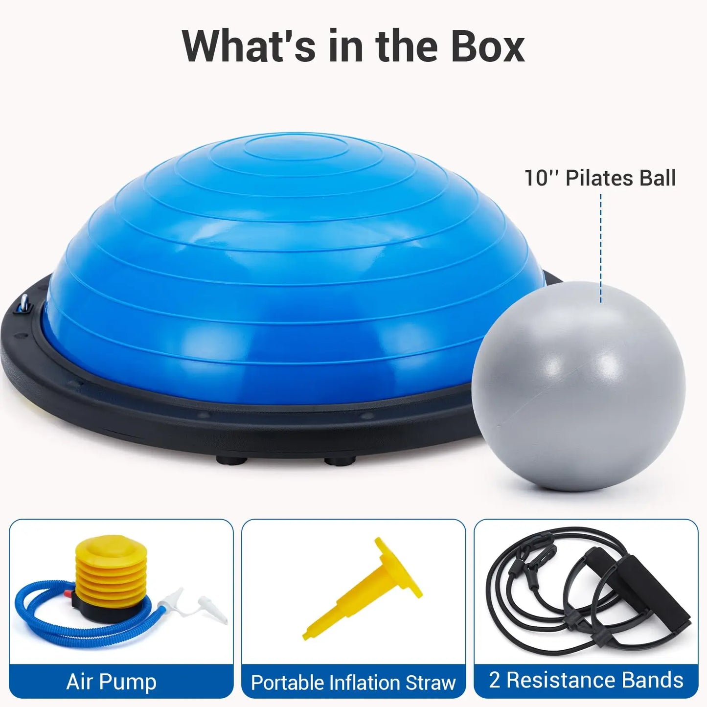 Inflatable Half Yoga Ball Balance Trainer With Nonslip Base Strength Training