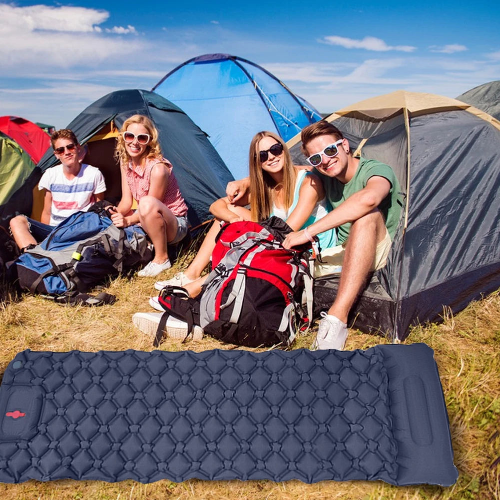 Ultralight Air Mattress Built-in Foot Press Pump Outdoor Camping Inflatable Mattress Travel Bed Air Mattress for Hiking Outdoor