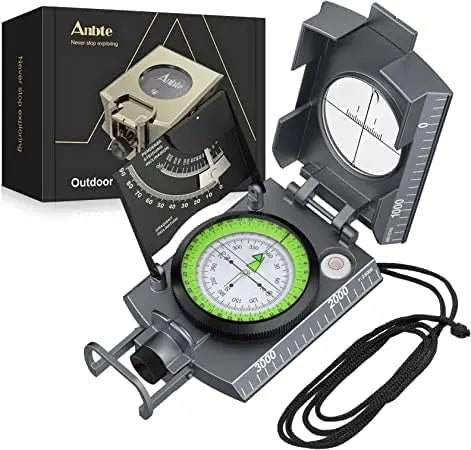 Anbte Waterproof Metal Compass With Clinometer For Hiking