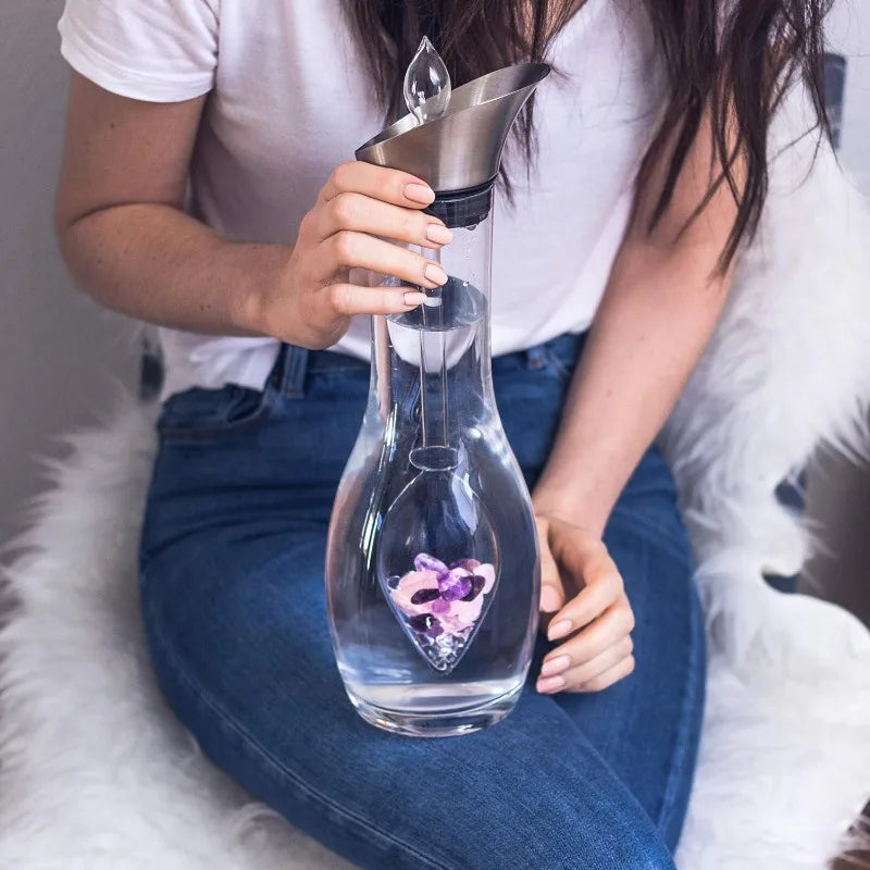 Era Wellness Crystal Water Decanter Amethyst Rose Quartz