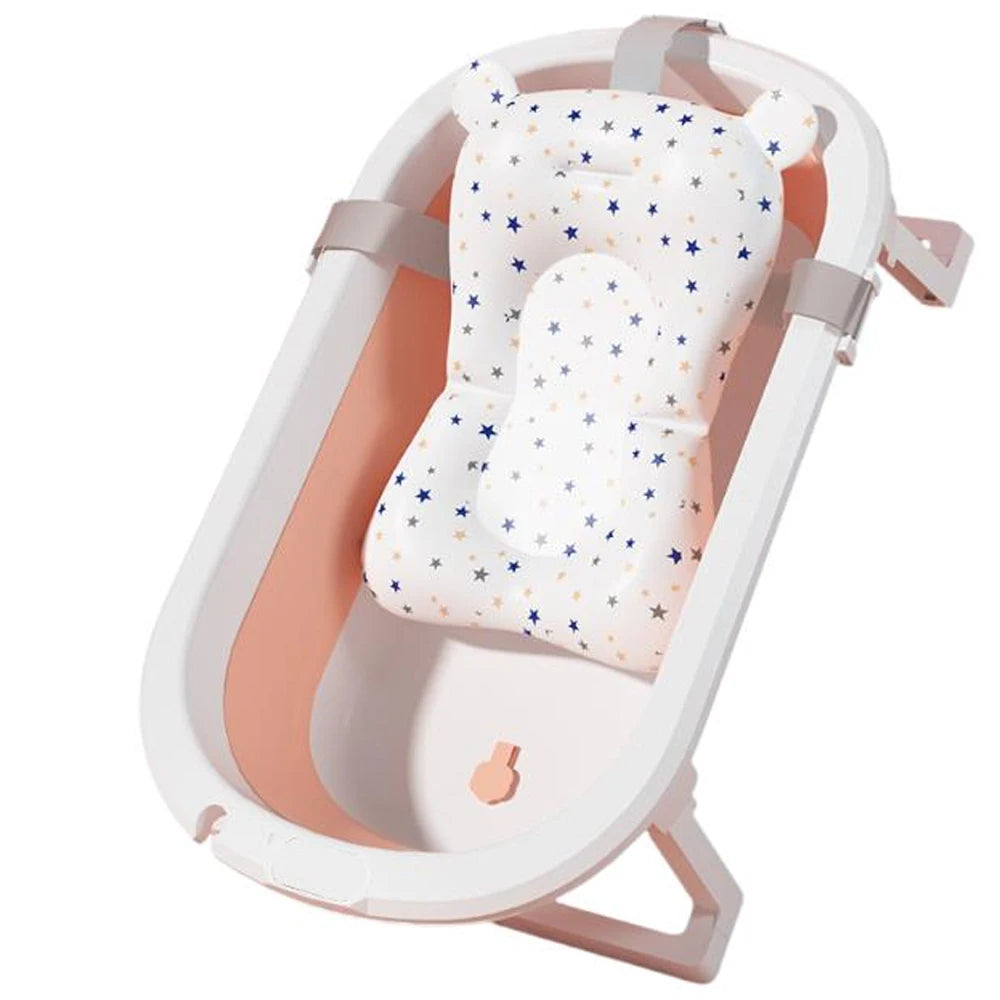Foldable Baby Bathtub Portable Travel Tub for Infants and Toddlers with Cushion
