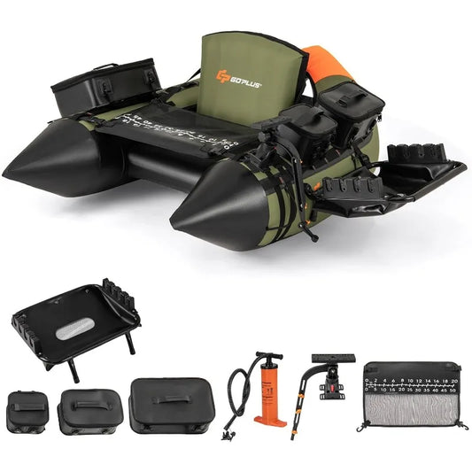 Inflatable Fishing Float Tube with Ruler Pump Storage Bag and Adjustable Straps