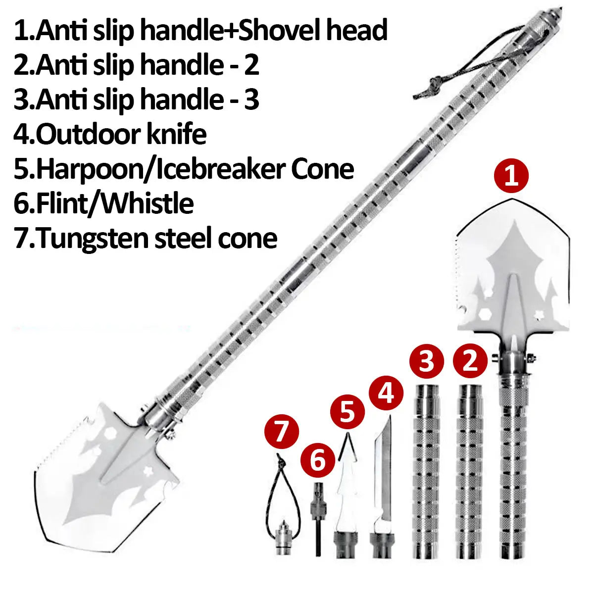 Detachable Foldable Military Shovel For Outdoor Survival And Camping Gear