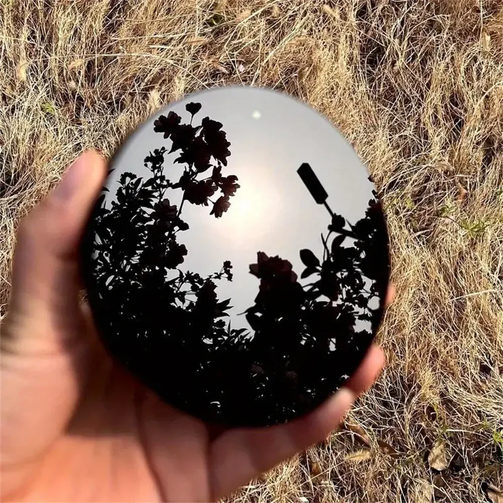 Natural Obsidian Round Mirrors Polished Black Crystal Decor