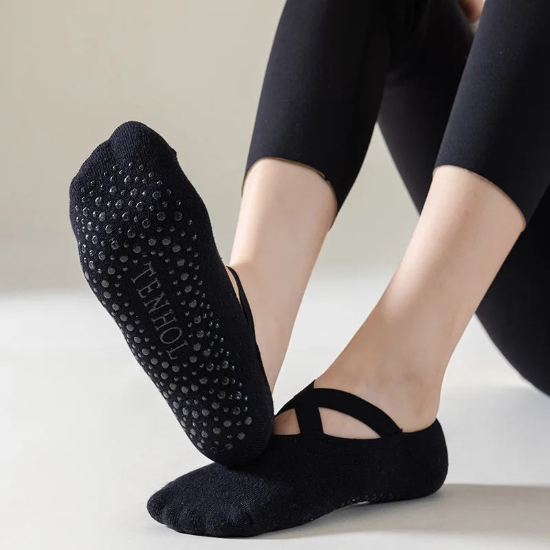 Women Yoga Socks Non Slip Silicone Grip Pilates Barre Sock Cotton