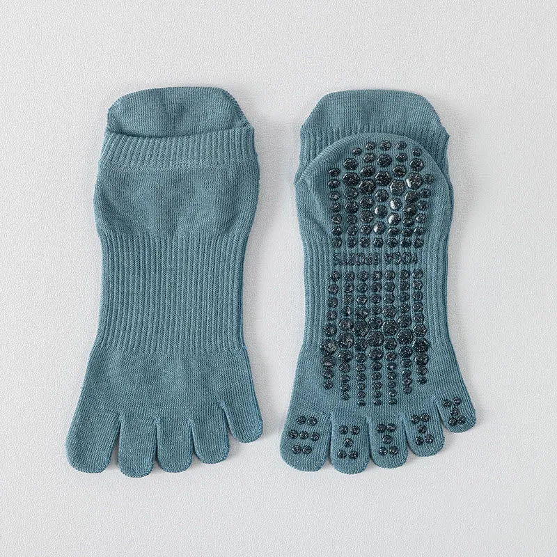 Women Full Toe Yoga Socks Non Slip Silicone Grip Pilates Five Toe Socks