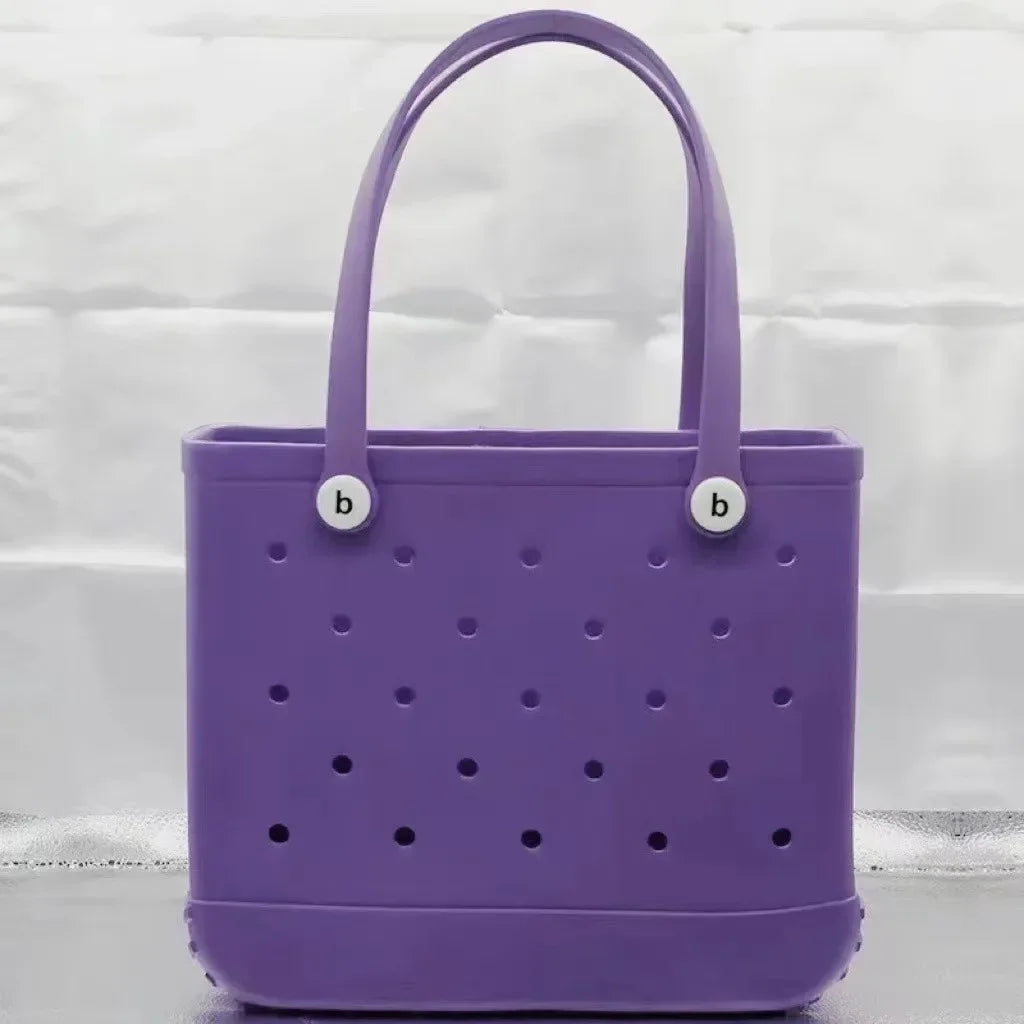 XL Waterproof Beach Bag for Women EVA Rubber Tote Storage Basket Travel Handbag