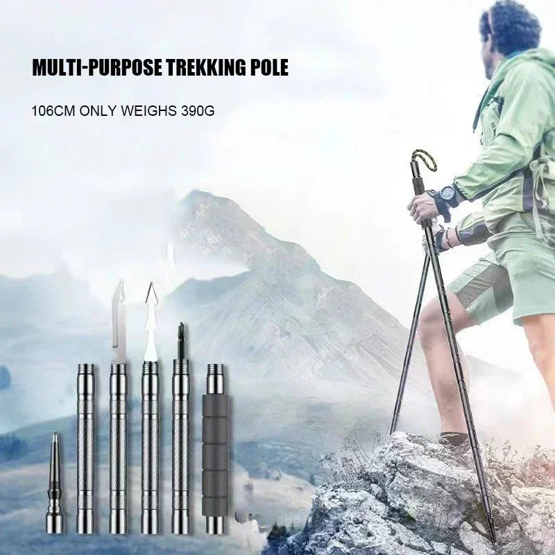 Durable Foldable Aluminum Hiking Poles Five To Seven Sections Trekking Sticks