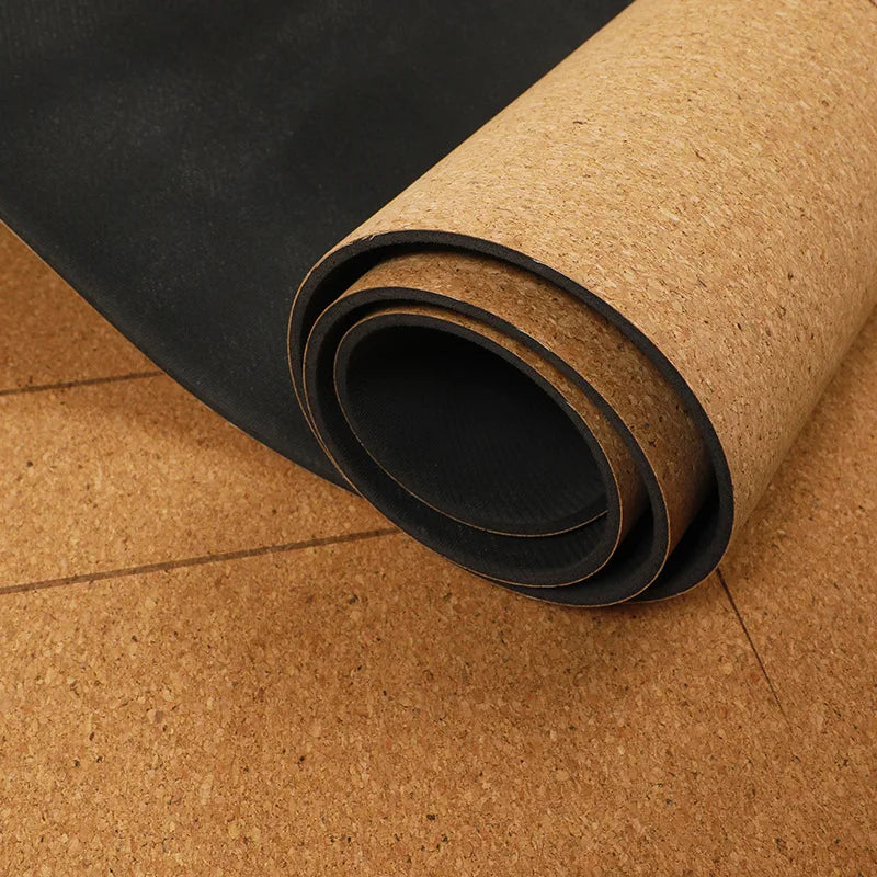 Natural Rubber and Cork Yoga Mat Extra Wide 5mm Thick with Alignment Lines