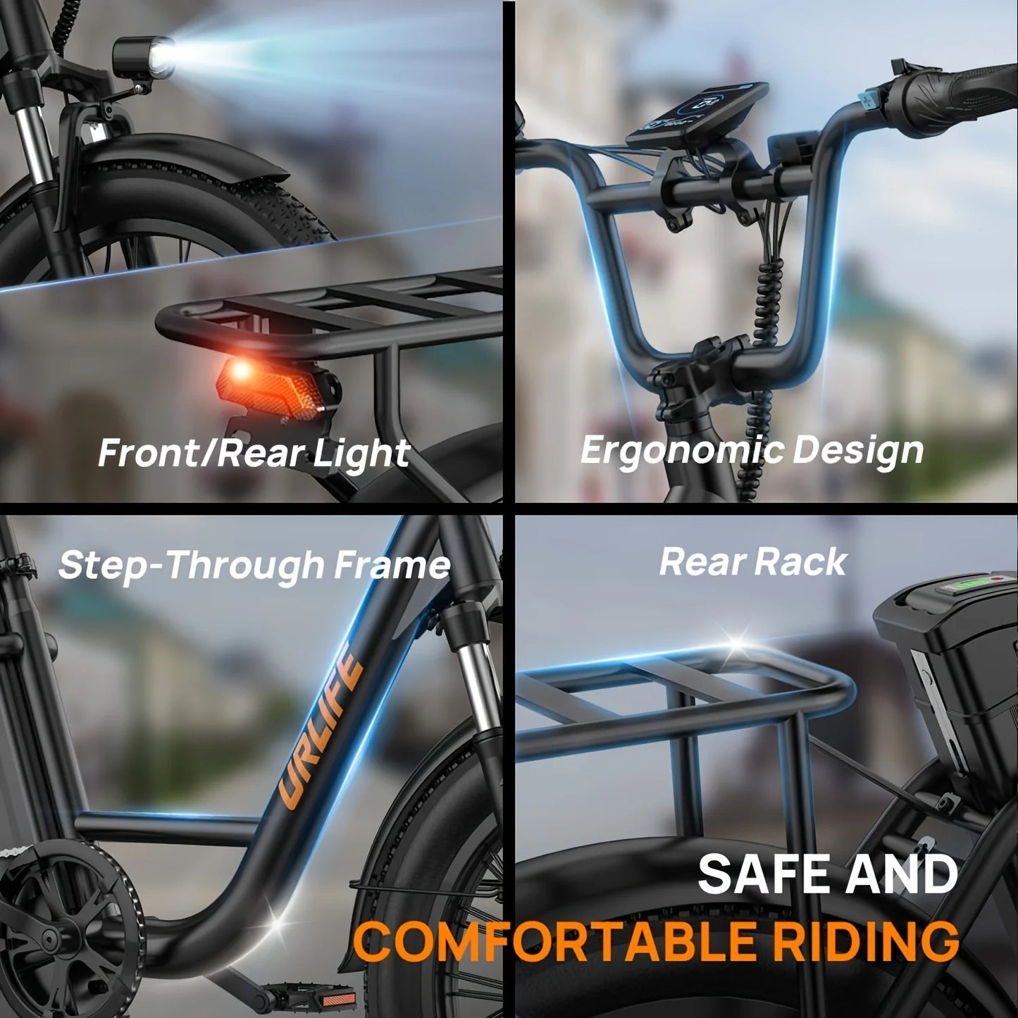 URLIFE 1000W E20 Fat Tire Electric Bike 7 Speed With 48V 13Ah Removable Battery
