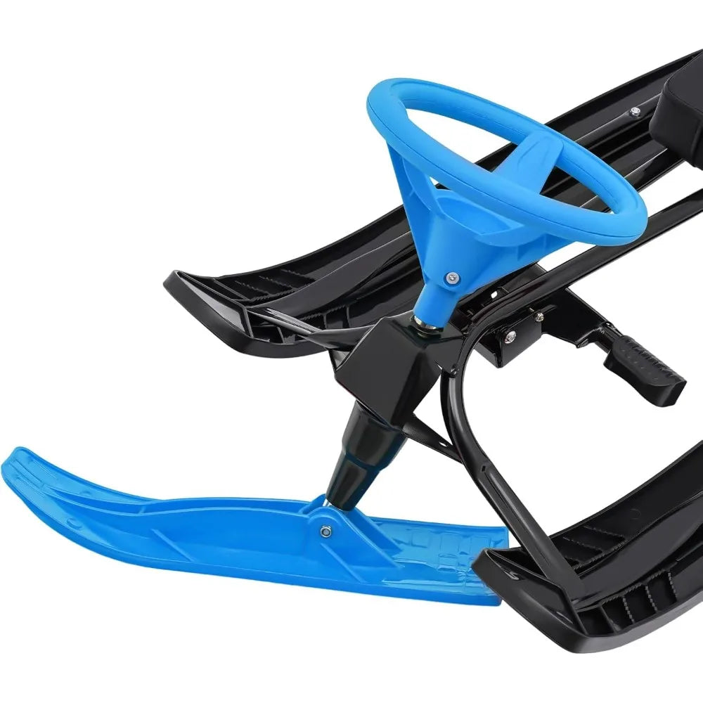Snow Racer Sled With Steering Wheel and Twin Brakes 220 Lbs