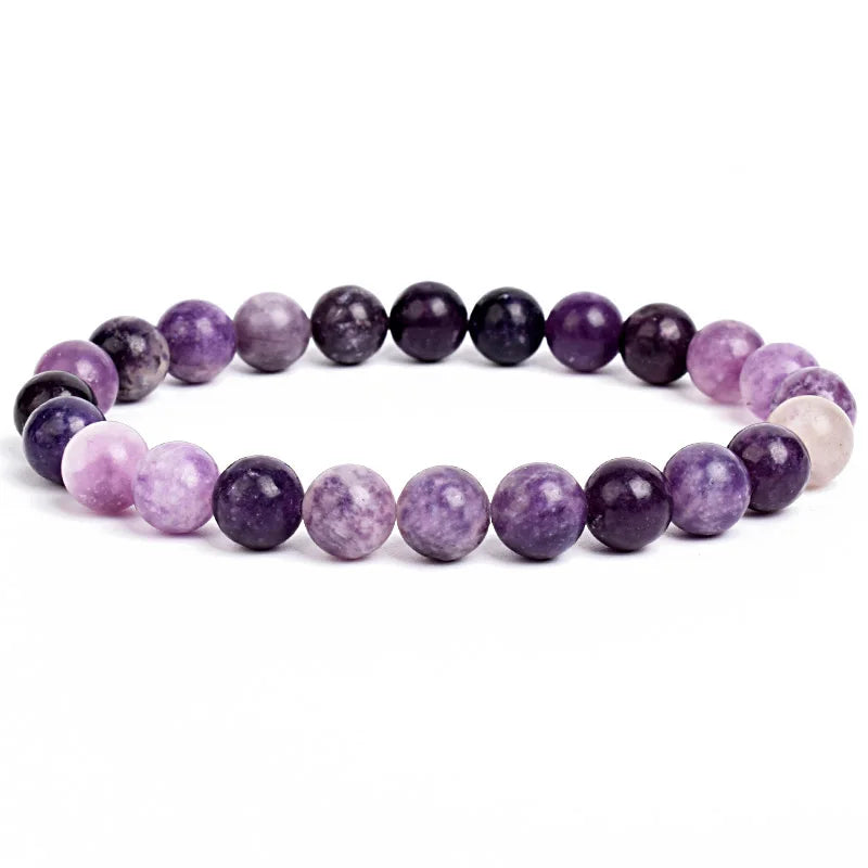 Natural Stone Beads Bracelet Women Men Amethyst Aquamarine