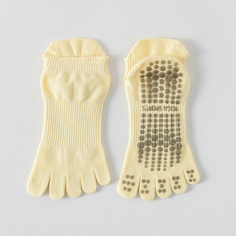 Women Full Toe Yoga Socks Non Slip Silicone Grip Pilates Five Toe Socks