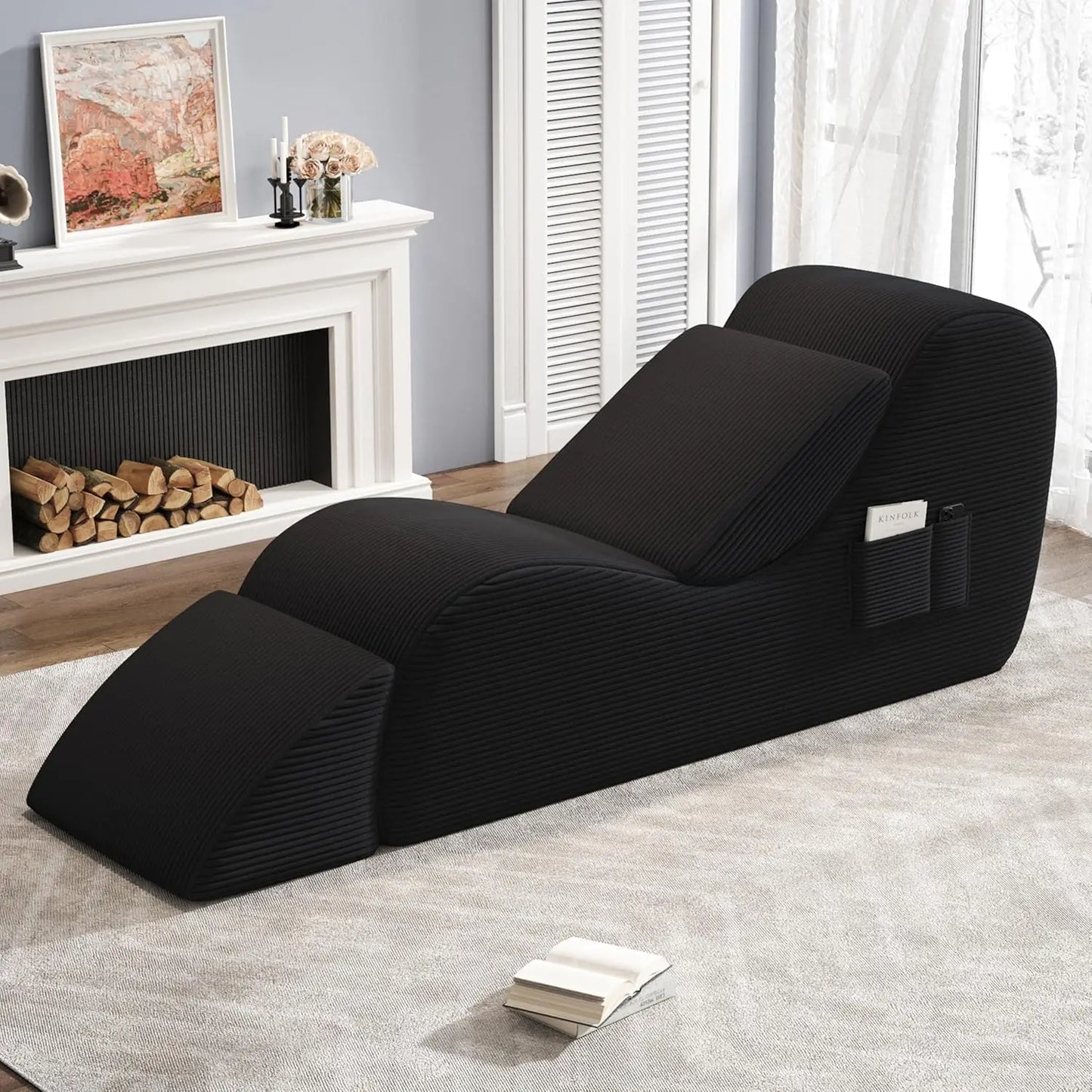 Ergonomic Yoga Chair with Lumbar Pillow and Ottoman for Home Relaxation