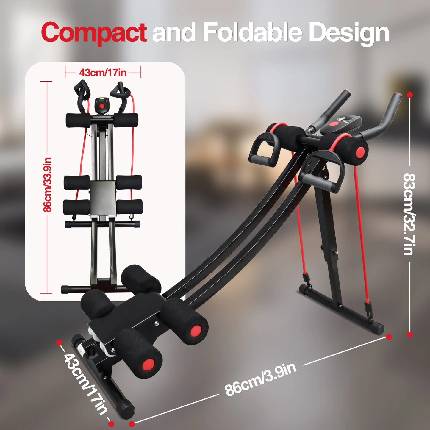 GIKPAL Foldable Ab Machine Core Trainer with LCD Display for Home Gym
