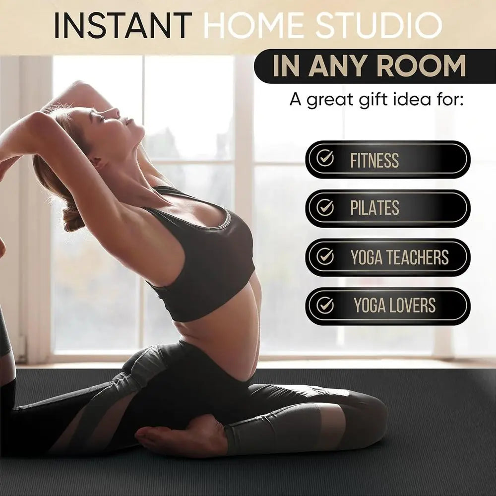 Extra Large Non Slip Yoga Mat 12x6 Barefoot 8mm Thick with Straps Carrying Bag