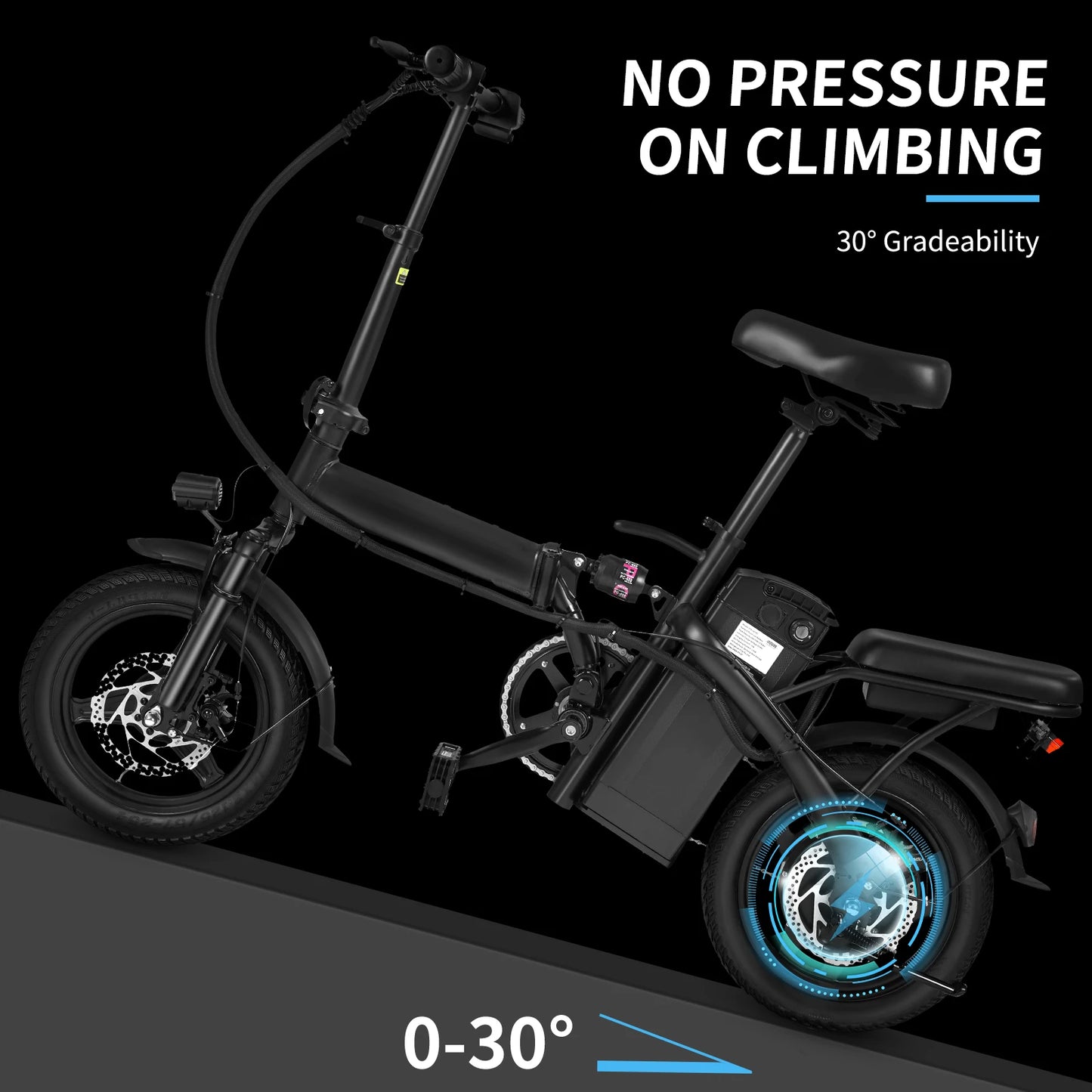 Foldable Electric Bicycle 500W Dual Disc Brake Seat And Basket 22 Mile Range