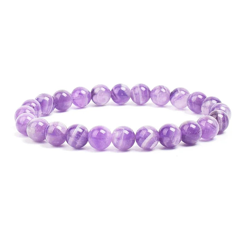 Natural Stone Beads Bracelet Women Men Amethyst Aquamarine