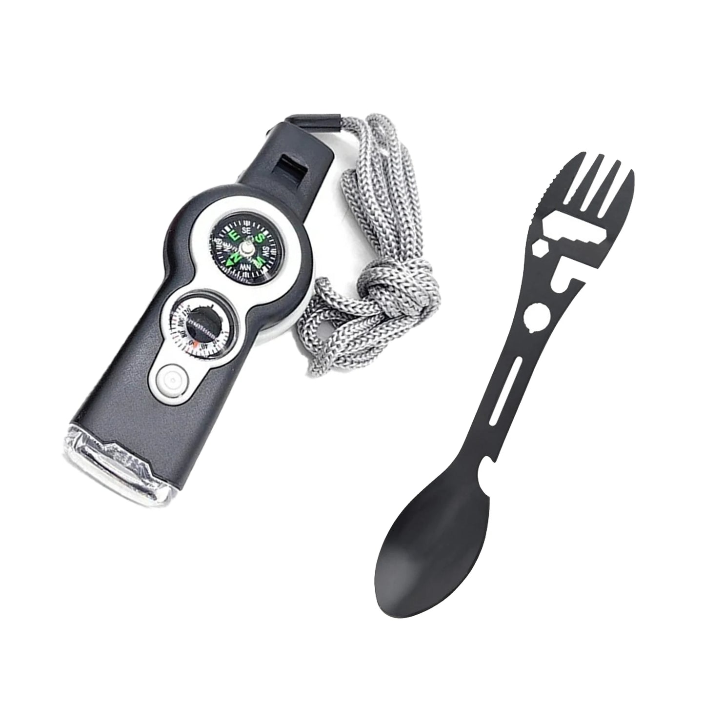 Seven in One Outdoor Survival Tool Whistle Compass Knife Bottle Opener Wrench