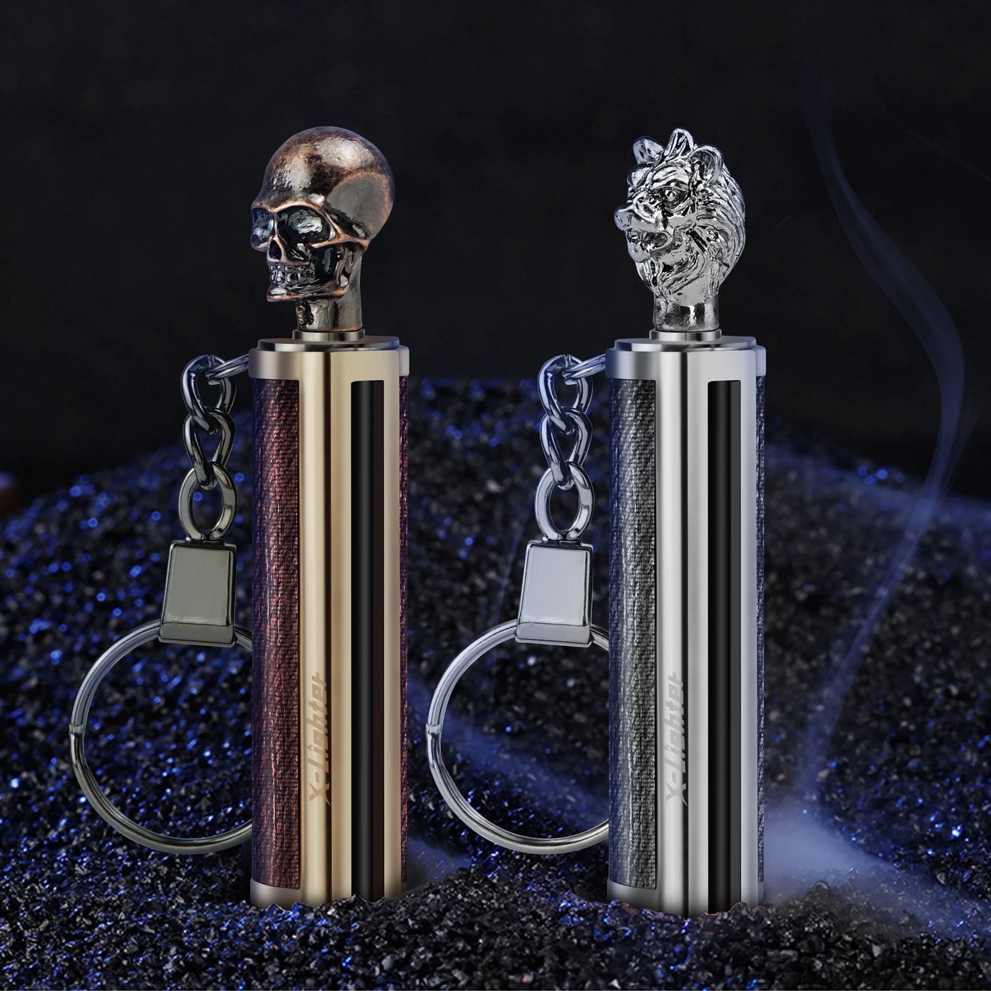 4PCS Set Metal Keychain Skull Matches Portable Waterproof Outdoor Emergency Survival Equipment Lighter Gadgets for Men Gifts