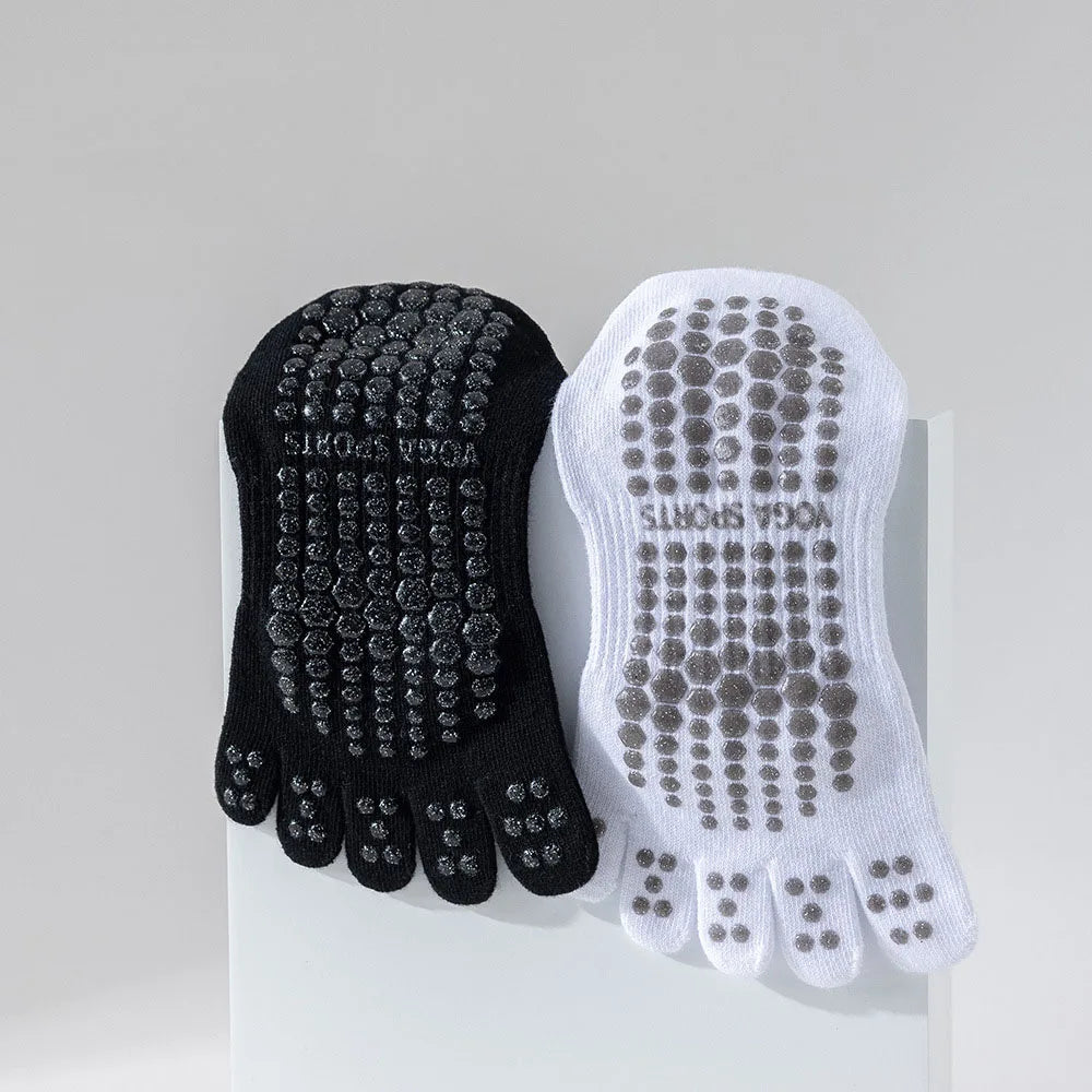 Women Full Toe Yoga Socks Non Slip Silicone Grip Pilates Five Toe Socks