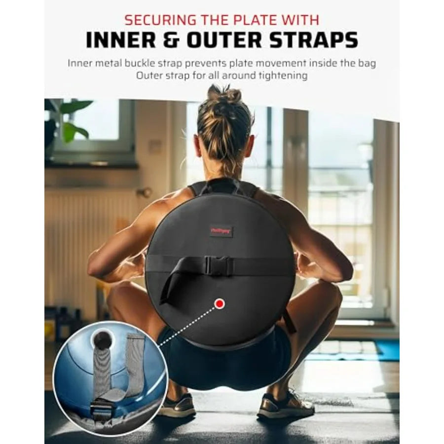 Weighted Gym Backpack Plate Carrier For Pushups Squats Calf Raises 17.5 Diameter