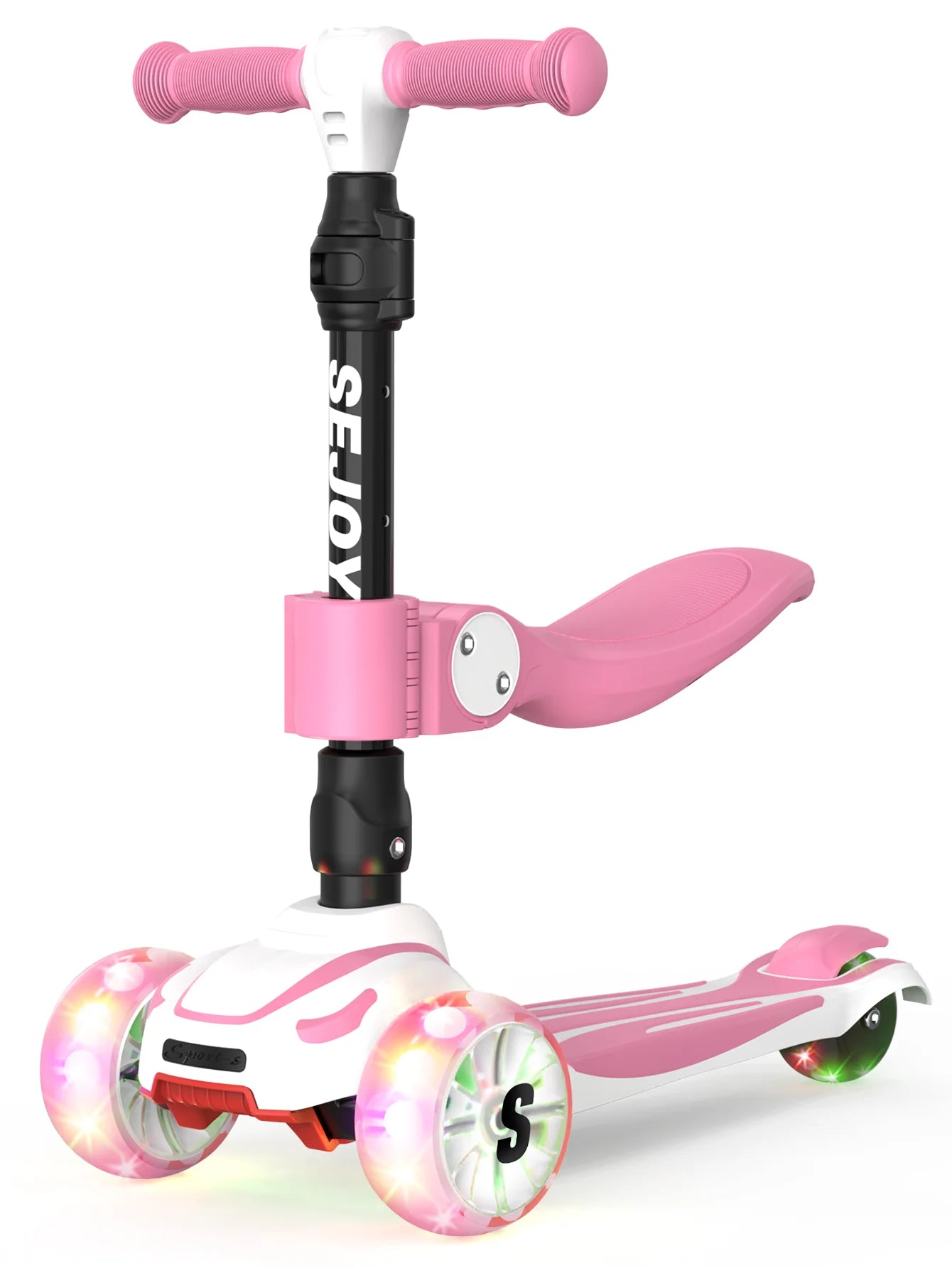 Sejoy Kid Kick Scooter Three Wheel LED Flashing Adjustable Lightweight 3-in-1