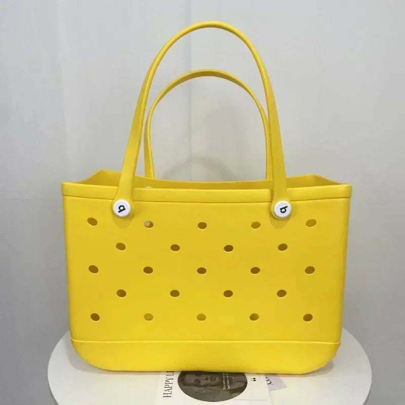 XL Waterproof Beach Bag for Women EVA Rubber Tote Storage Basket Travel Handbag