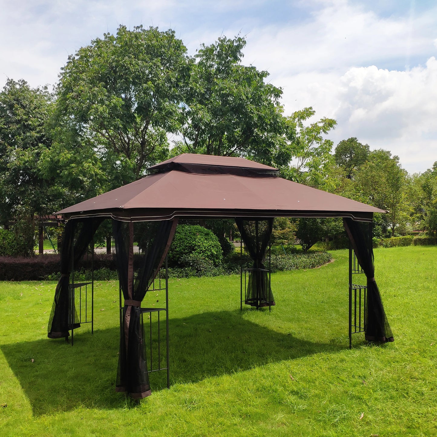 13x10 Outdoor Patio Gazebo Canopy Tent With Ventilated Roof And Mosquito Net