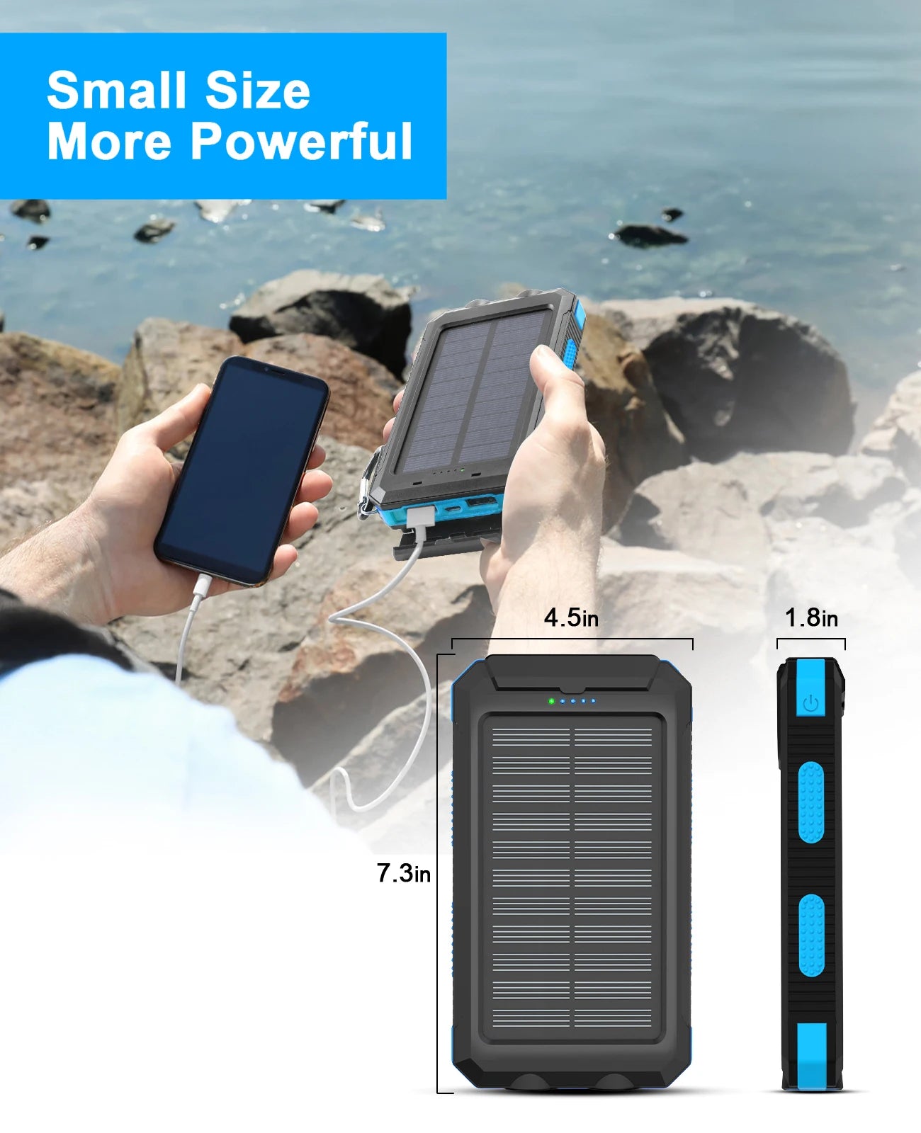 Waterproof Outdoor Solar Power Bank 38800mAh Dual USB Charger for Camping