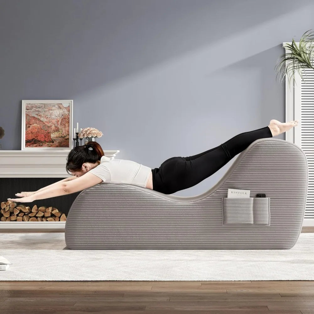 Ergonomic Yoga Chair with Lumbar Pillow and Ottoman for Home Relaxation