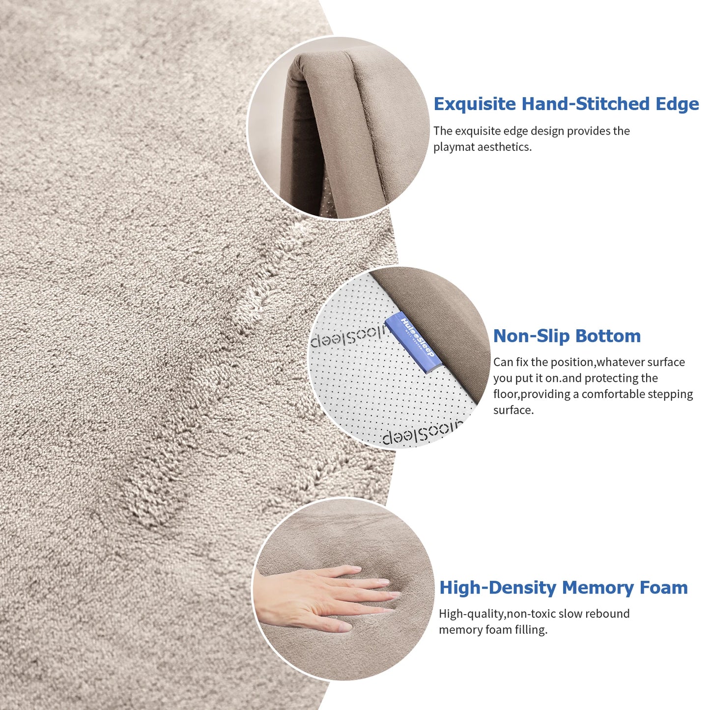 Cream Solid Living Room Carpet Non Slip Rug Bedroom Decor Minimalist Tatami Mat