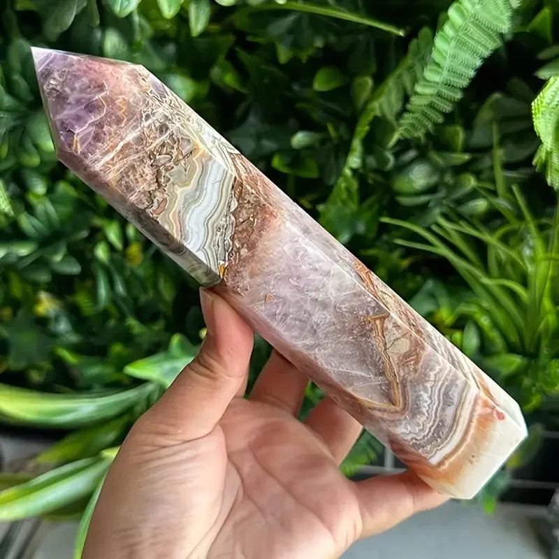 Rare Amethyst Lace Agate Crystal Tower Reiki Healing Gift