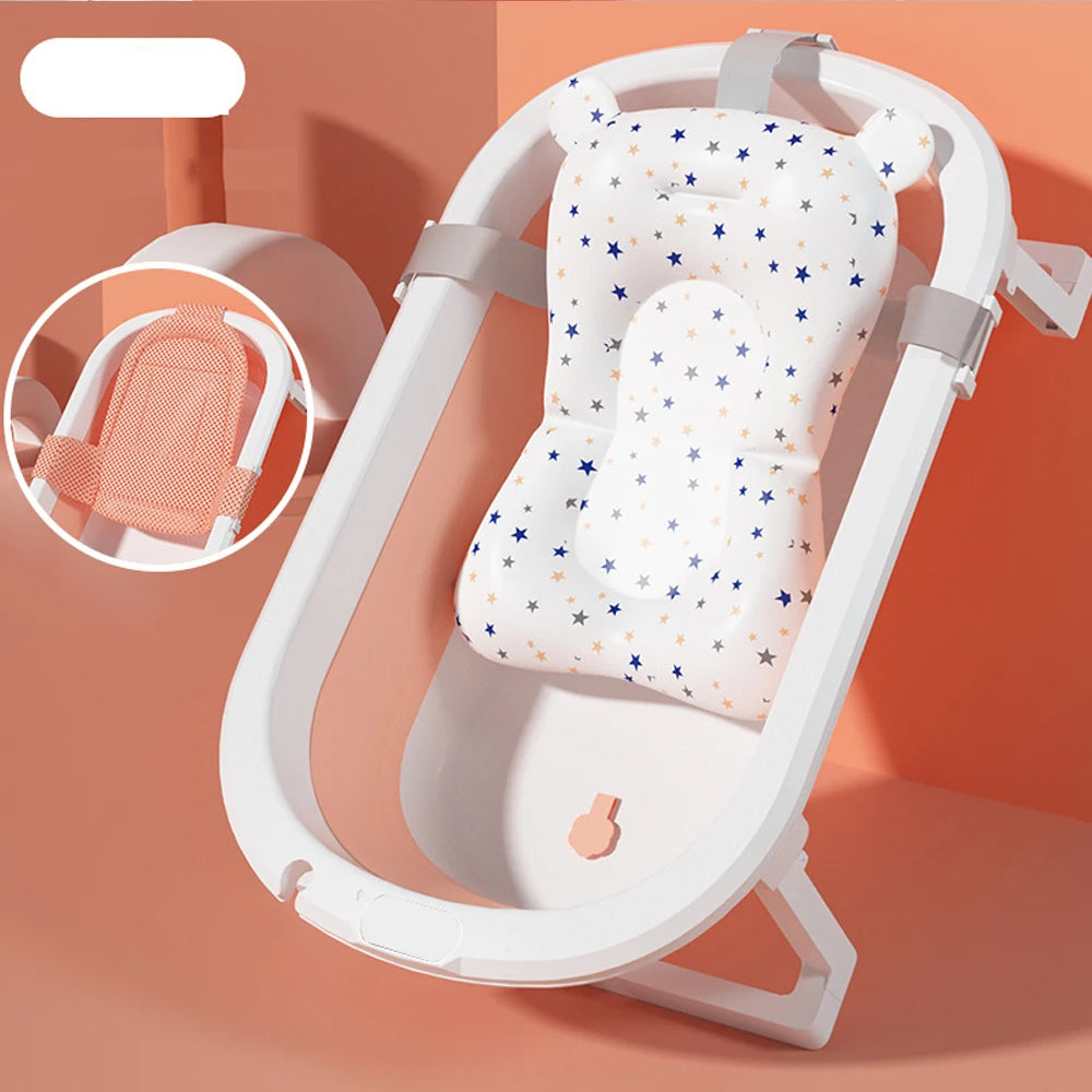 Foldable Baby Bathtub Portable Travel Tub for Infants and Toddlers with Cushion