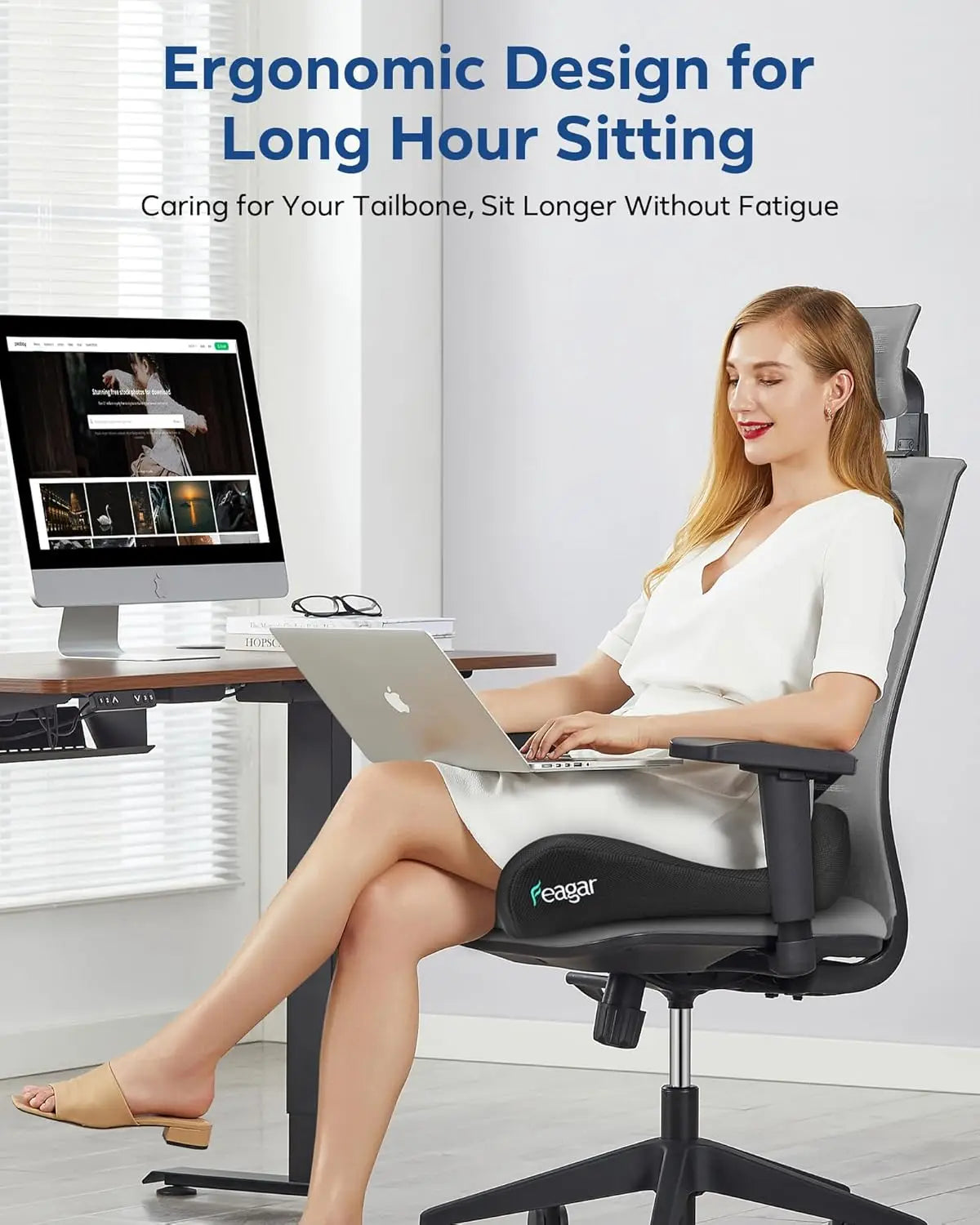 Ergonomic Memory Foam Seat Cushion for Tailbone Pain Relief in Office and Car