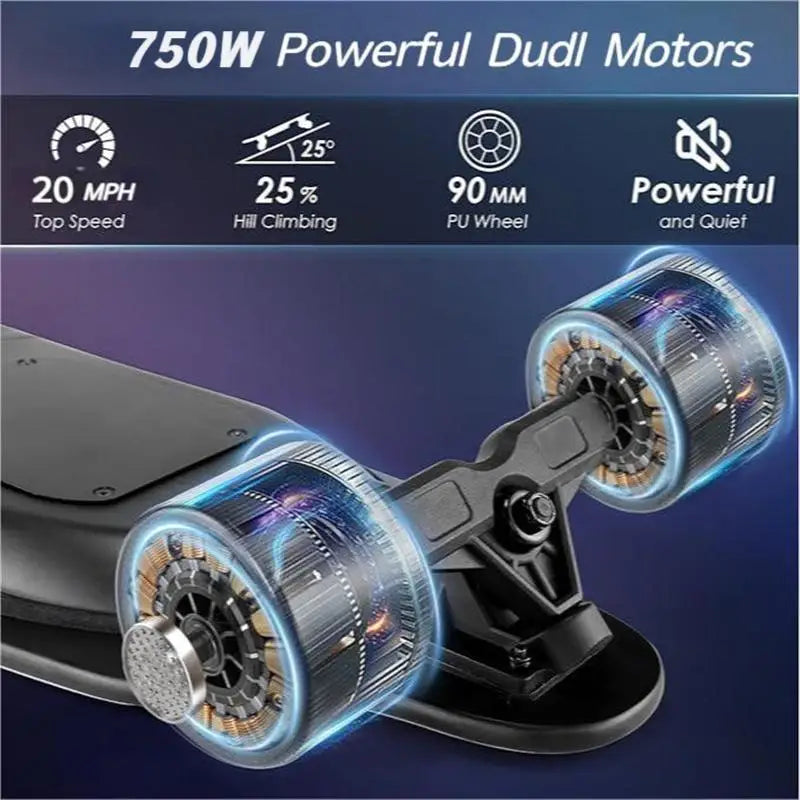 Caroma 38 Inch Electric Skateboard with Remote Control 1200W Brushless Motor 28 MPH Top Speed 300 lbs Max Load Safety Glow Paper