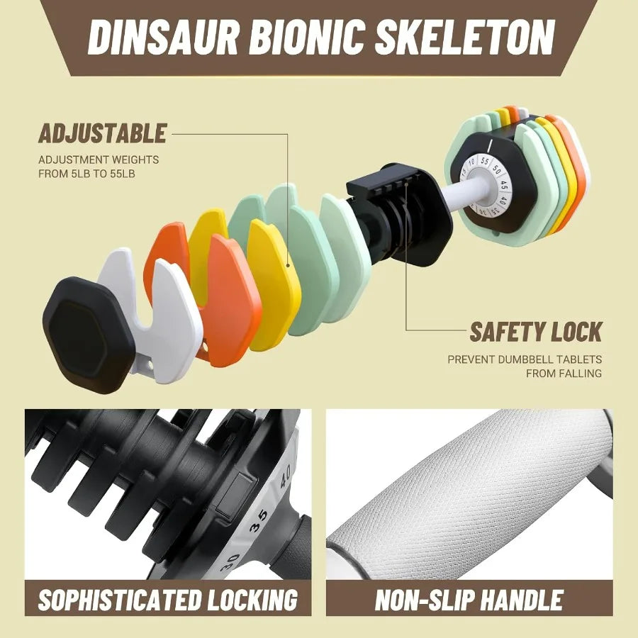 55 Lb Adjustable Dumbbell Set 10 in 1 Design for Home Gym Strength Training