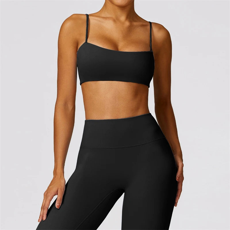 Naked Feel Yoga Set Women High Waist Leggings And Gym Bra 2 Piece Sportswear