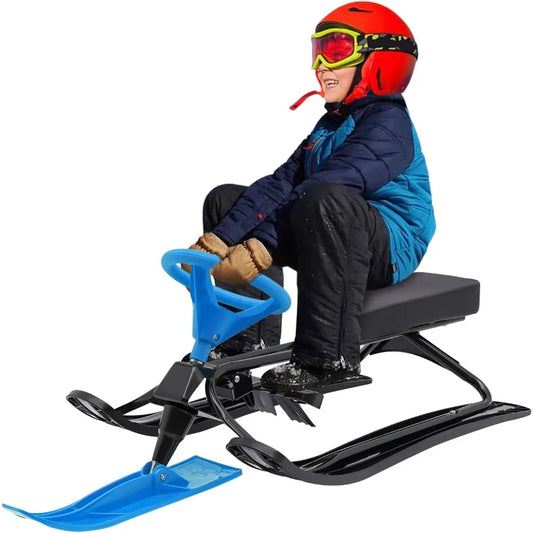 Snow Racer Sled With Steering Wheel and Twin Brakes 220 Lbs