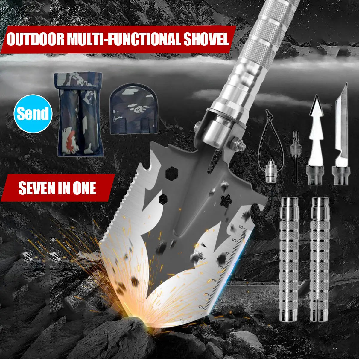 Detachable Foldable Military Shovel For Outdoor Survival And Camping Gear