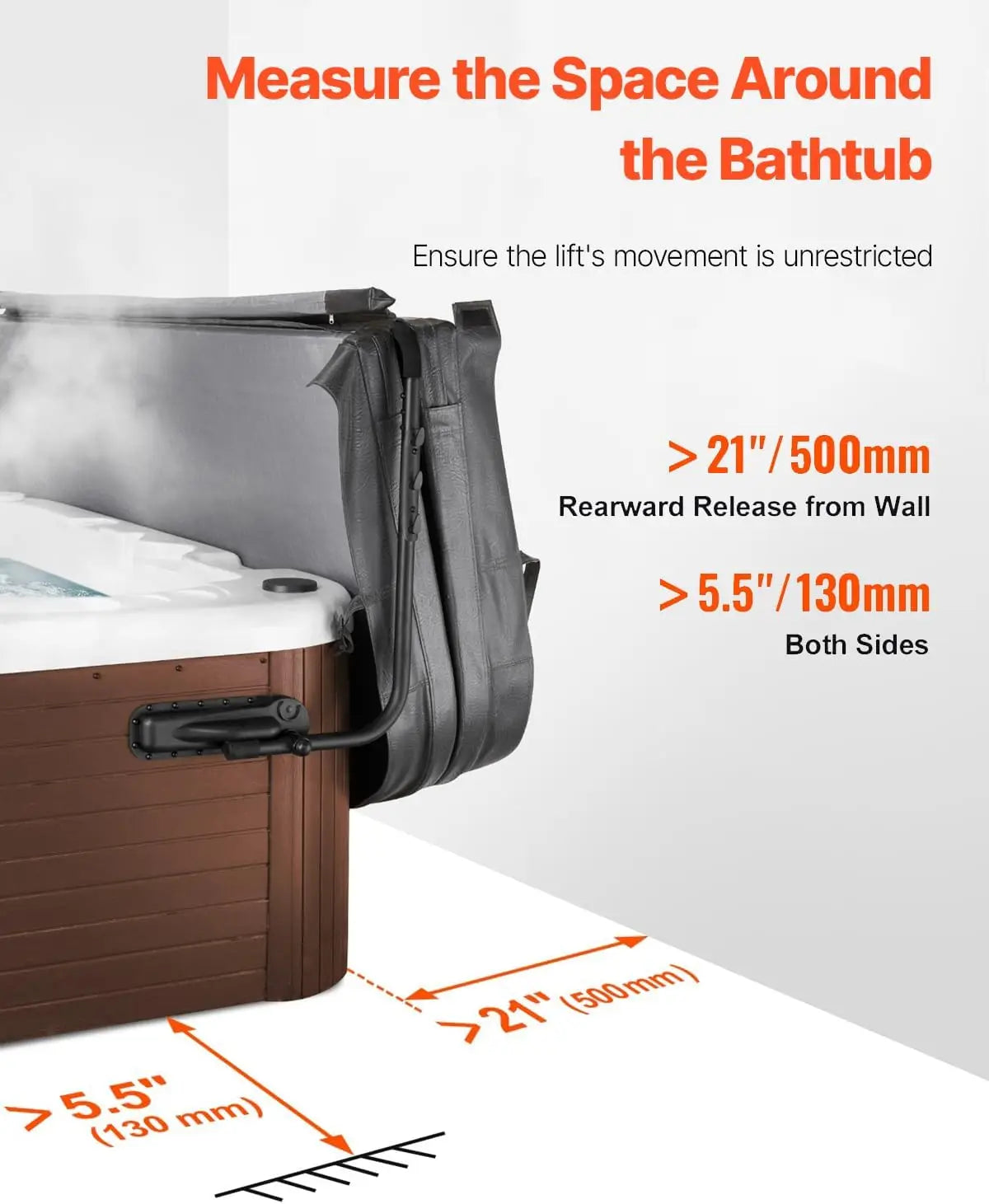 Adjustable Hot Tub Cover Lift for Spa 31.5 to 41.3 Inches Height 69 to 100.5 Inches Width