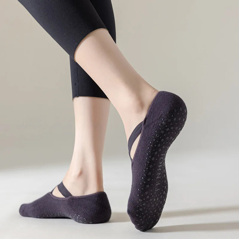 Women Yoga Socks Non Slip Silicone Grip Pilates Barre Sock Cotton