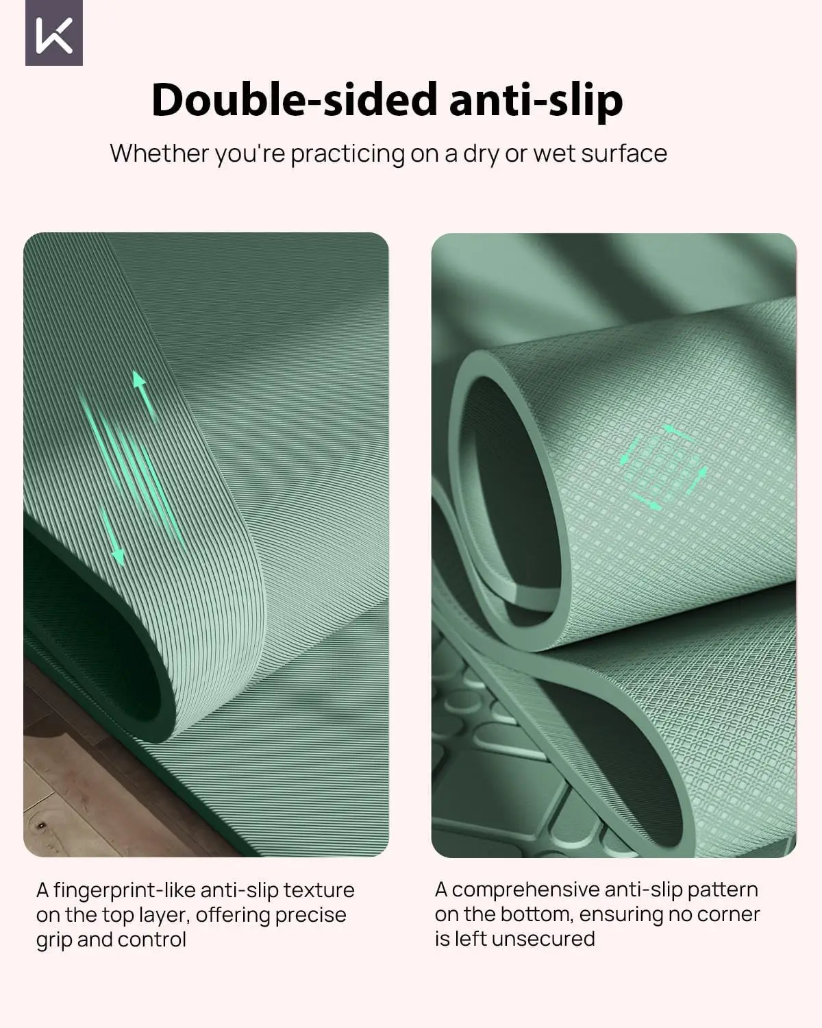 Extra Wide 32" Yoga Mat, 7mm Thick Non-Slip Eco-Friendly for Pilates and Fitness