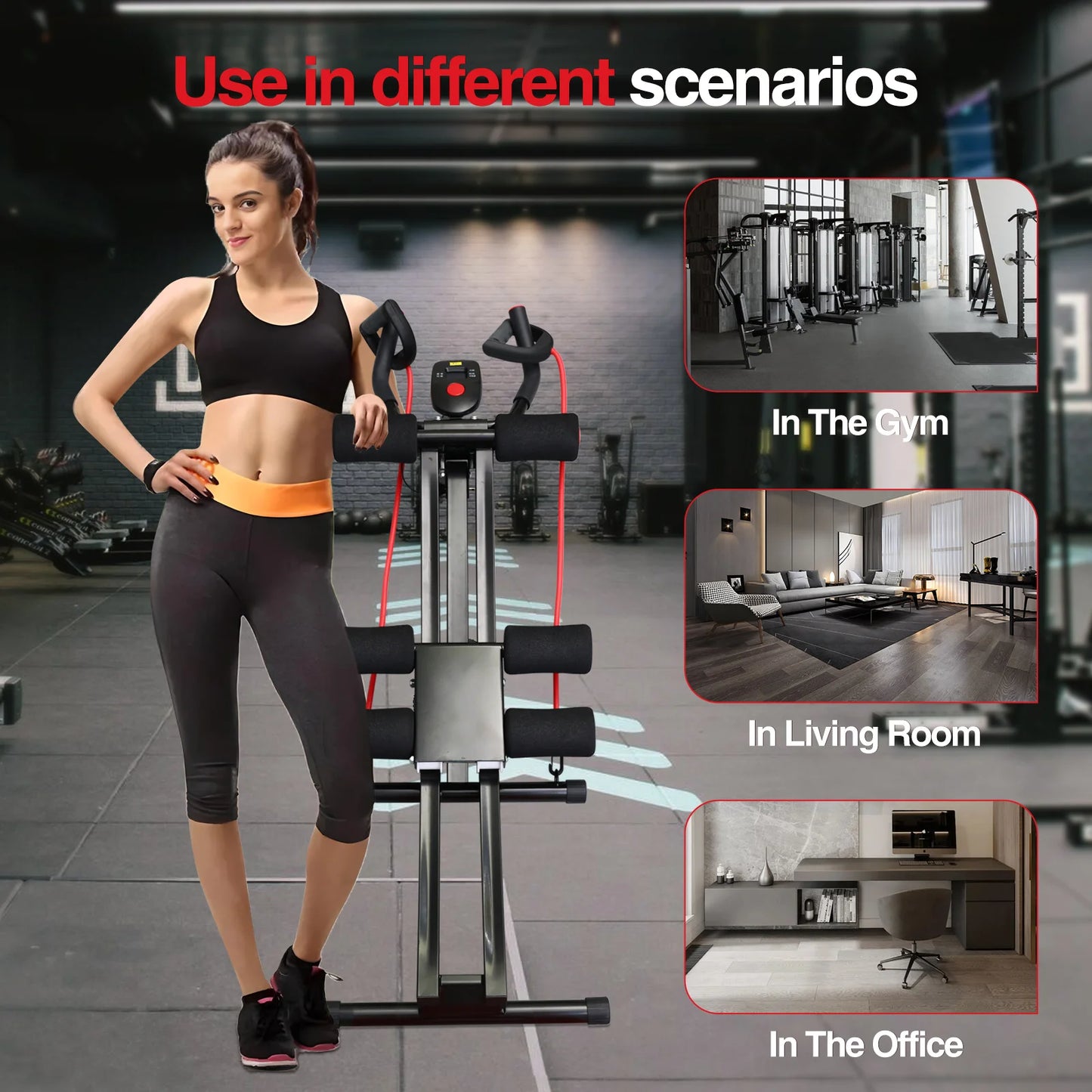 GIKPAL Foldable Ab Machine Core Trainer with LCD Display for Home Gym