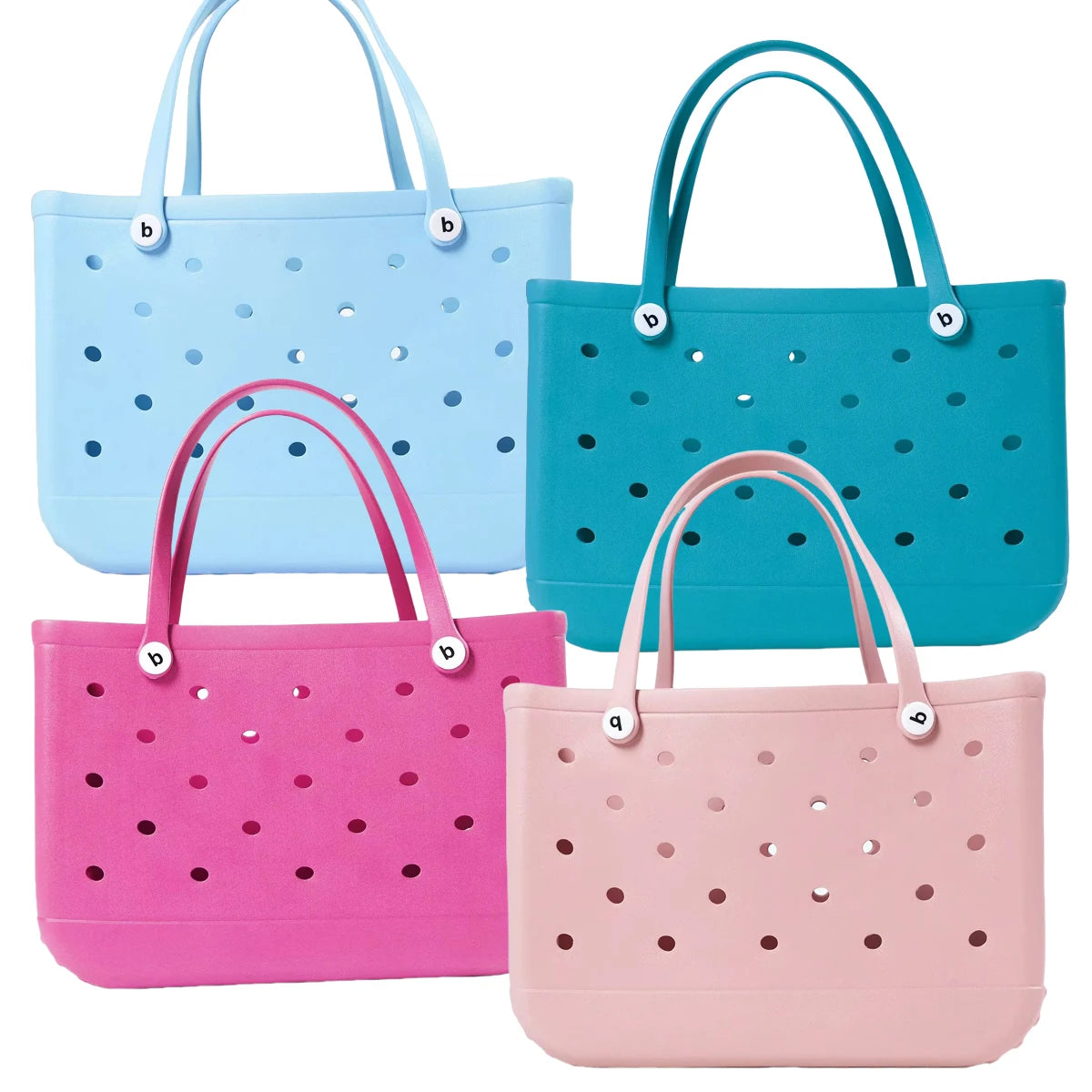 XL Waterproof Beach Bag for Women EVA Rubber Tote Storage Basket Travel Handbag