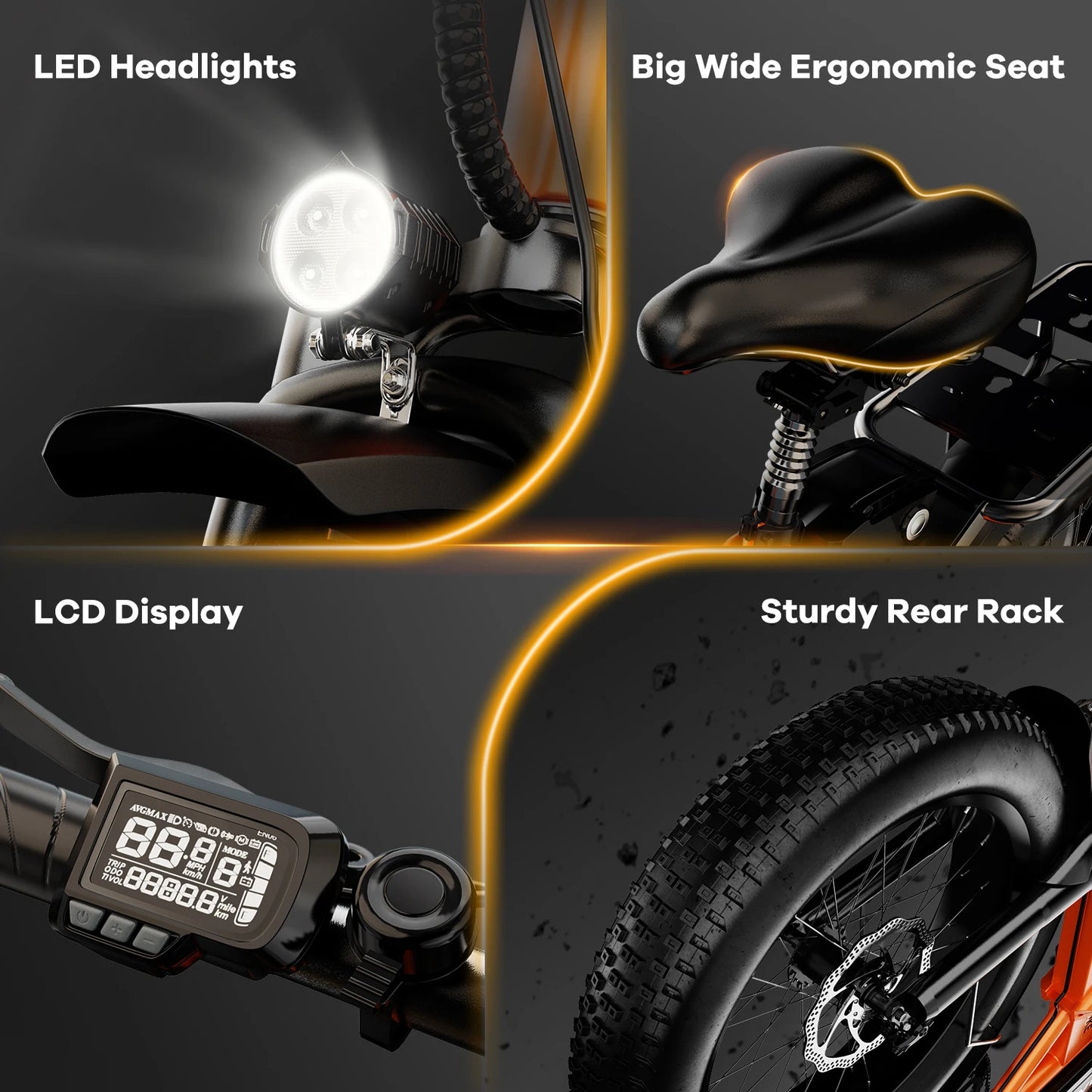1000W Folding Electric Bike Removable 48V 20Ah Battery