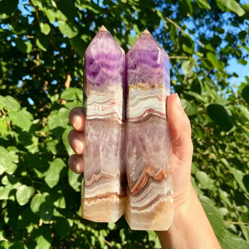 Rare Amethyst Lace Agate Crystal Tower Reiki Healing Gift