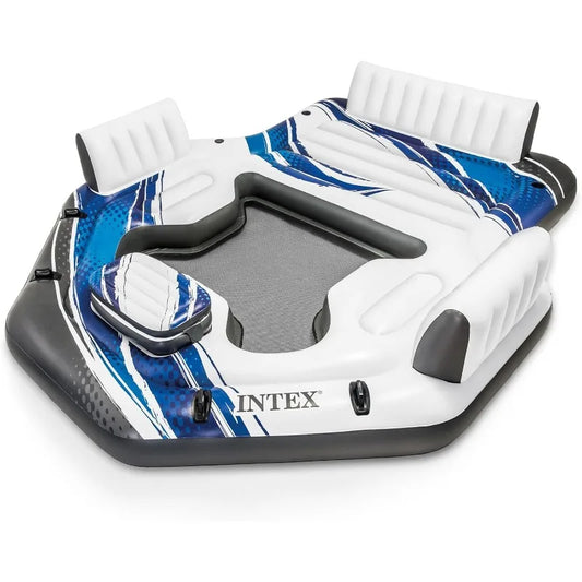 Intex Blue Tropic Inflatable 5 Person Raft with Backrests and Built in Cooler