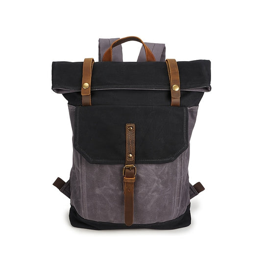 Retro Pepper Salt Tactical Canvas Backpack For Camping