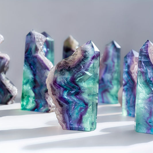 Colorful Fluorite Wand Crystal Tower for Reiki Chakra Decor
